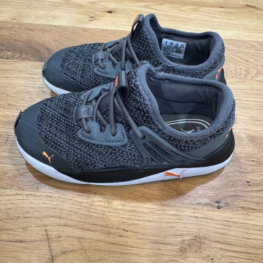 Puma Pacer Future Kids Sneakers Grey Black Orange 385580-06 Size 10C